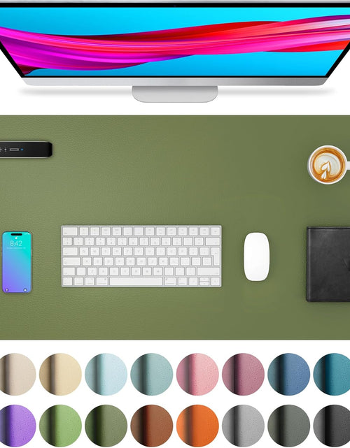 Load image into Gallery viewer, Leather Desk Pad Protector,Mouse Pad,Office Desk Mat, Non-Slip PU Leather Desk Blotter,Laptop Desk Pad,Waterproof Desk Writing Pad for Office and Home (31.5" X 15.7",Olive Green)
