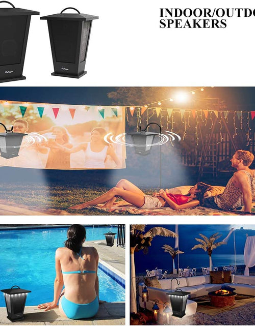 Load image into Gallery viewer, Bluetooth Speakers Waterproof, 2 Packs True Wireless Stereo Sound 20W Speakers Dual Pairing Lantern Indoor Outdoor Speakers with 20 Piece LED Lights, Rich Bass, Pinao Black
