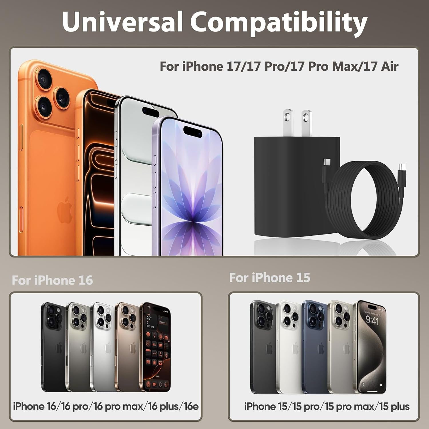Iphone 15 Charger Fast Charging, [Mfi Certified] 10 FT Long USB C to C Charging Cable Cord with 20W Iphone Fast Charger Block for Iphone 15/15 Pro/15 Pro Max/15 Plus,Ipad Pro 12.9/11 In,Ipad Air 5/4