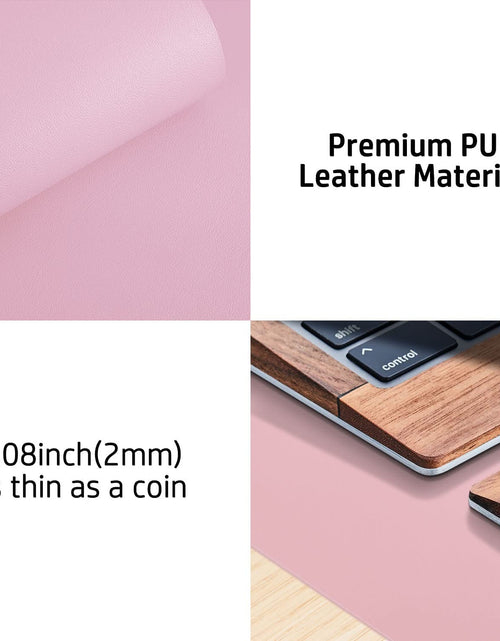 Load image into Gallery viewer, Leather Desk Pad Protector,Mouse Pad,Office Desk Mat, Non-Slip PU Leather Desk Blotter,Laptop Desk Pad,Waterproof Desk Writing Pad for Office and Home (31.5" X 15.7", Fairy Pink)
