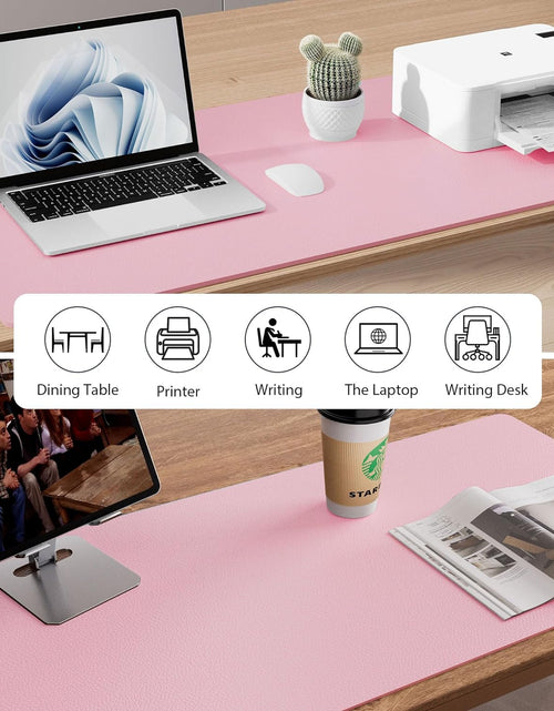 Load image into Gallery viewer, Leather Desk Pad Protector,Mouse Pad,Office Desk Mat, Non-Slip PU Leather Desk Blotter,Laptop Desk Pad,Waterproof Desk Writing Pad for Office and Home (31.5" X 15.7", Fairy Pink)
