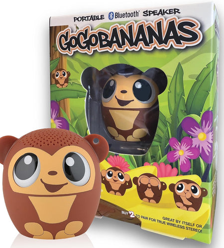 Mini Bluetooth Animal Wireless Speaker for Kids of All Ages - True Wireless Stereo – Pair with Another TWS Pet for Powerful Rich Room-Filling Sound (GOGO Bananas-Monkey)