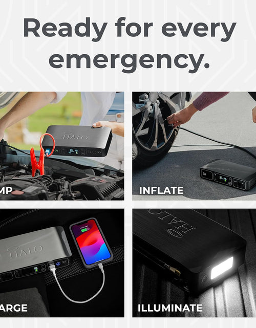 Load image into Gallery viewer, Bolt Air 58830 Portable Car Battery Jump Starter | 100 PSI Air Compressor, 58.8Wh USB Power Bank, Emergency Floodlight &amp; Charger, Jumps Cars Suvs &amp; Trucks, Inflates Tires, TSA Approved — Gray
