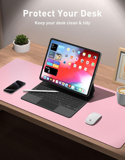 Load image into Gallery viewer, Leather Desk Pad Protector,Mouse Pad,Office Desk Mat, Non-Slip PU Leather Desk Blotter,Laptop Desk Pad,Waterproof Desk Writing Pad for Office and Home (31.5" X 15.7", Fairy Pink)

