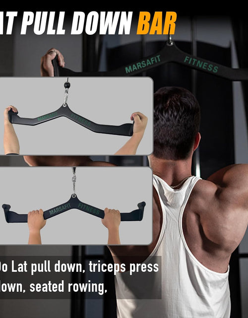 Load image into Gallery viewer, Home Gym Fitness Rowing T-Bar V-Bar Pulley Cable Machine Attachments, Bicep Curl Tricep Lat Pulldown Bar Back Strength Training Handle Grips Lat Pull down Bar Press down Exercises

