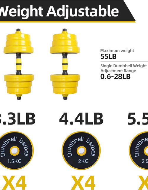 Load image into Gallery viewer, Dumbbell Set, Weights Adjustable Barbell Pair, Home Weights 2-In-1 Set, 22-33-44-55-66-88 Non-Slip, All-Purpose, Gym
