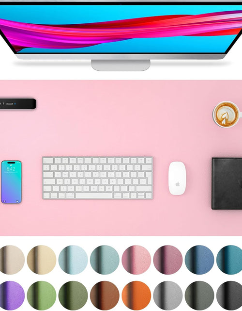 Load image into Gallery viewer, Leather Desk Pad Protector,Mouse Pad,Office Desk Mat, Non-Slip PU Leather Desk Blotter,Laptop Desk Pad,Waterproof Desk Writing Pad for Office and Home (31.5" X 15.7", Fairy Pink)
