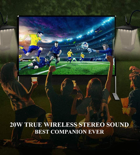 Bluetooth Speakers Waterproof, 2 Packs True Wireless Stereo Sound 20W Speakers Dual Pairing Lantern Indoor Outdoor Speakers with 20 Piece LED Lights, Rich Bass, Pinao Black