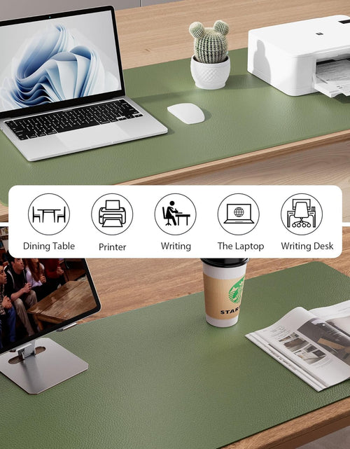 Load image into Gallery viewer, Leather Desk Pad Protector,Mouse Pad,Office Desk Mat, Non-Slip PU Leather Desk Blotter,Laptop Desk Pad,Waterproof Desk Writing Pad for Office and Home (31.5" X 15.7",Olive Green)
