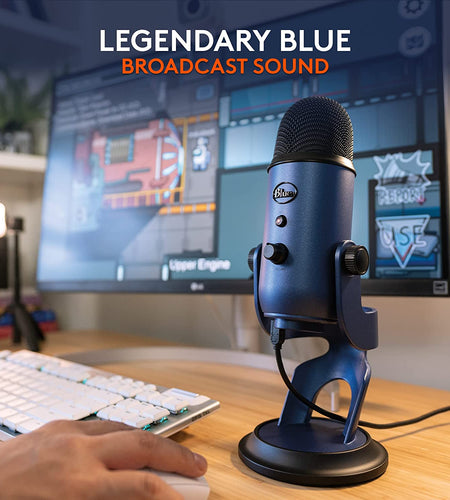 Yeti USB Mic for Recording and Streaming on PC and Mac,  VO!CE Effects, 4 Pickup Patterns, Headphone Output and Volume Control, Adjustable Stand, Plug and Play – Midnight