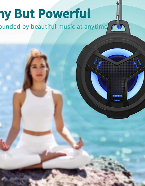 Load image into Gallery viewer, Bluetooth Shower Speaker, Waterproof Portable Bluetooth Speakers, IP67 Waterproof Wireless Speaker with LED Light, Floating, 2000Mah, True Wireless Stereo for Kayak, Beach,Gifts for Men -Black
