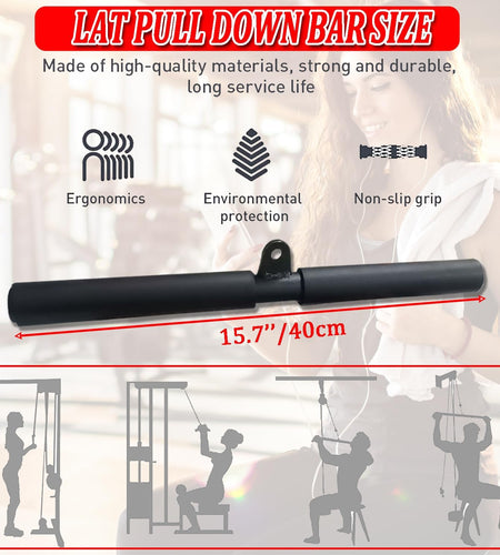 LAT Pull down Bar for Cable Machine LAT Pulldown Attachments Tricep Press down Bar with Rubber Handle Traight Bar Accessories for Home Gym