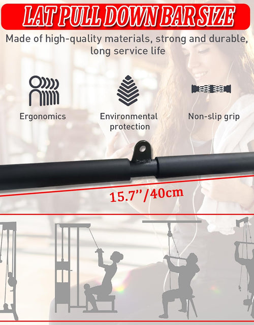 Load image into Gallery viewer, LAT Pull down Bar for Cable Machine LAT Pulldown Attachments Tricep Press down Bar with Rubber Handle Traight Bar Accessories for Home Gym

