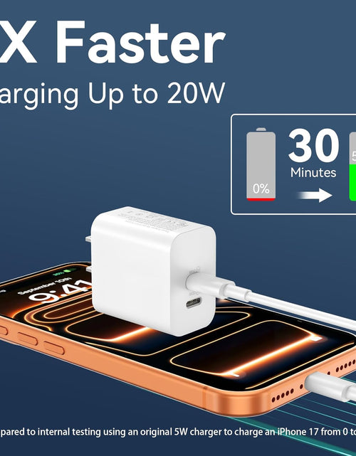 Load image into Gallery viewer, Iphone 15 Charger Fast Charging[Mfi Certified], 20W Dual Port USB C Fast Charger Block with 10FT Long USB C to C Charging Cable Cord for Iphone 15 Pro Max/15 Pro/15/15 Plus,Ipad Pro 12.9"/11",Ipad Air
