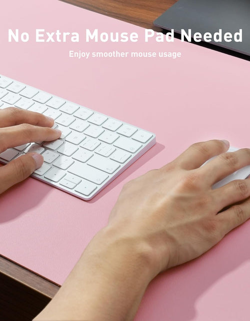 Load image into Gallery viewer, Leather Desk Pad Protector,Mouse Pad,Office Desk Mat, Non-Slip PU Leather Desk Blotter,Laptop Desk Pad,Waterproof Desk Writing Pad for Office and Home (31.5" X 15.7", Fairy Pink)
