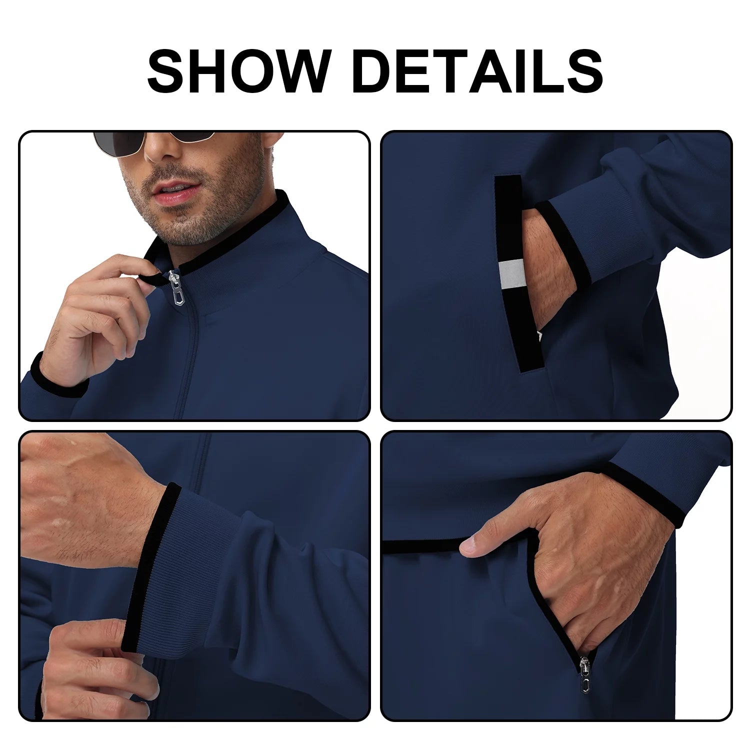 Men'S Tracksuits Sweatsuits for Men Set Track Suits 2 Piece Casual Athletic Jogging Warm up Full Zip Sweat Suits Black XL