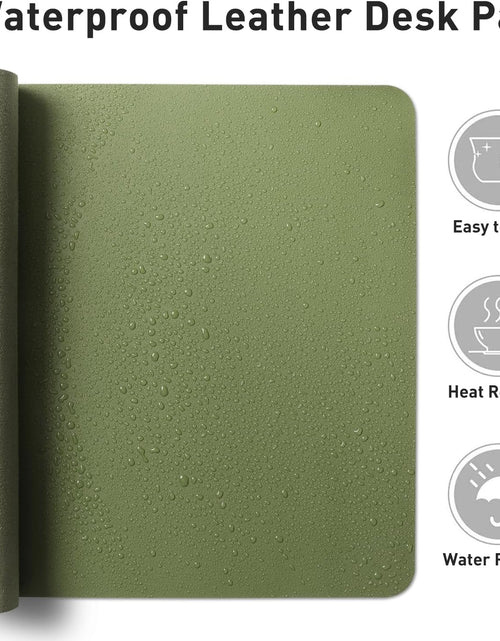 Load image into Gallery viewer, Leather Desk Pad Protector,Mouse Pad,Office Desk Mat, Non-Slip PU Leather Desk Blotter,Laptop Desk Pad,Waterproof Desk Writing Pad for Office and Home (31.5" X 15.7",Olive Green)
