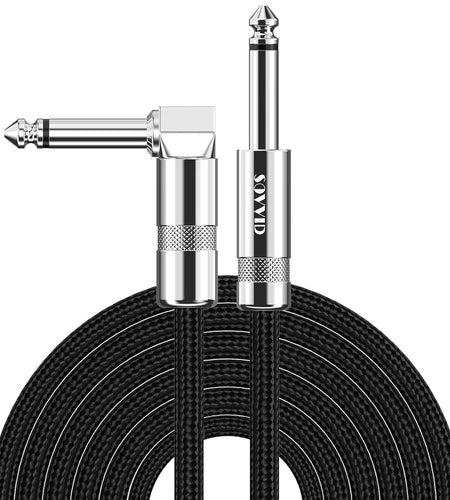 Guitar Cable 10FT Instrument Cable -  Guitar Cord Electric Guitar Cable Guitar AMP Cord for Bass Guitar Keyboard 1/4 Inch Cable Right Angle Black