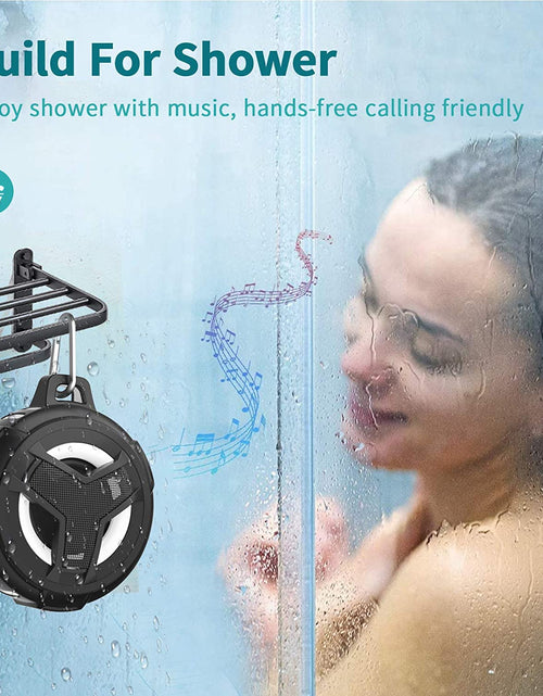 Load image into Gallery viewer, Bluetooth Shower Speaker, Waterproof Portable Bluetooth Speakers, IP67 Waterproof Wireless Speaker with LED Light, Floating, 2000Mah, True Wireless Stereo for Kayak, Beach,Gifts for Men -Black
