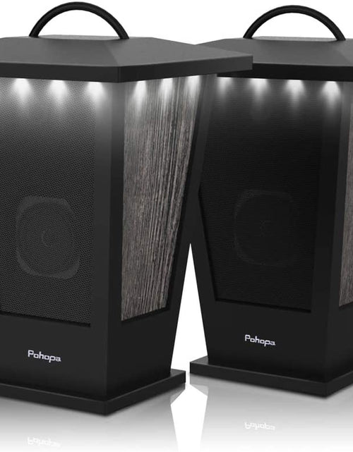 Load image into Gallery viewer, Bluetooth Speakers Waterproof, 2 Packs True Wireless Stereo Sound 20W Speakers Dual Pairing Lantern Indoor Outdoor Speakers with 20 Piece LED Lights, Rich Bass, Pinao Black
