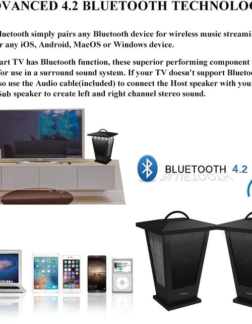 Load image into Gallery viewer, Bluetooth Speakers Waterproof, 2 Packs True Wireless Stereo Sound 20W Speakers Dual Pairing Lantern Indoor Outdoor Speakers with 20 Piece LED Lights, Rich Bass, Pinao Black
