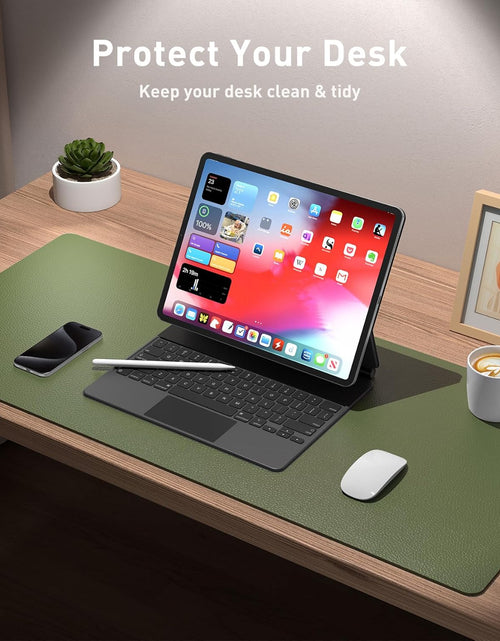 Load image into Gallery viewer, Leather Desk Pad Protector,Mouse Pad,Office Desk Mat, Non-Slip PU Leather Desk Blotter,Laptop Desk Pad,Waterproof Desk Writing Pad for Office and Home (31.5" X 15.7",Olive Green)
