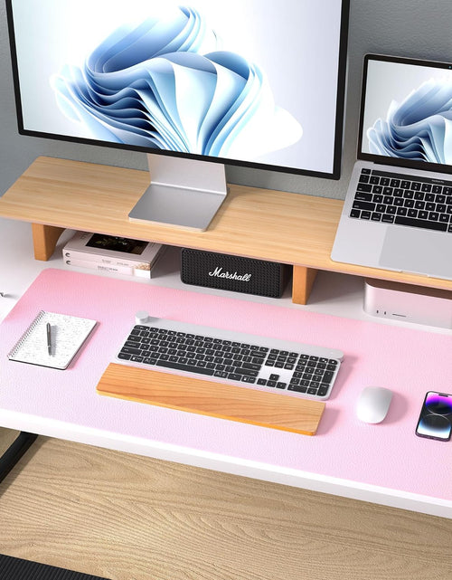 Load image into Gallery viewer, Leather Desk Pad Protector,Mouse Pad,Office Desk Mat, Non-Slip PU Leather Desk Blotter,Laptop Desk Pad,Waterproof Desk Writing Pad for Office and Home (31.5" X 15.7", Fairy Pink)
