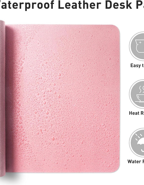 Load image into Gallery viewer, Leather Desk Pad Protector,Mouse Pad,Office Desk Mat, Non-Slip PU Leather Desk Blotter,Laptop Desk Pad,Waterproof Desk Writing Pad for Office and Home (31.5" X 15.7", Fairy Pink)
