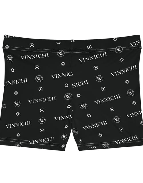 Load image into Gallery viewer, Vinnichi Monogram Women's Logo Shorts — Black All-Over Print Athletic Shorts
