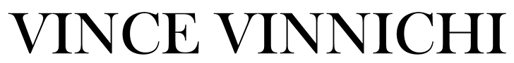Text 'VINCE VINNICHI' in a bold, black font on a white background