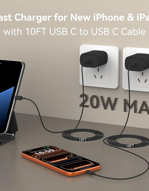 Load image into Gallery viewer, Iphone 15 Charger Fast Charging, [Mfi Certified] 10 FT Long USB C to C Charging Cable Cord with 20W Iphone Fast Charger Block for Iphone 15/15 Pro/15 Pro Max/15 Plus,Ipad Pro 12.9/11 In,Ipad Air 5/4
