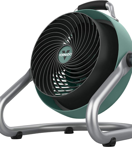 293HD Heavy Duty Air Circulator Shop, 3-Speed Floor Fan, Adjustable Head, Easy-Clean Grill, Large, Green, 16 In