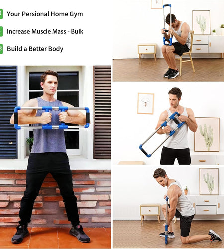 Push down Bar Machine - Chest Expander at Home Workout Equipment, Arm Exerciser Portable Spring Resistance Exercise Gym Kit for Home, Travel or Outdoors