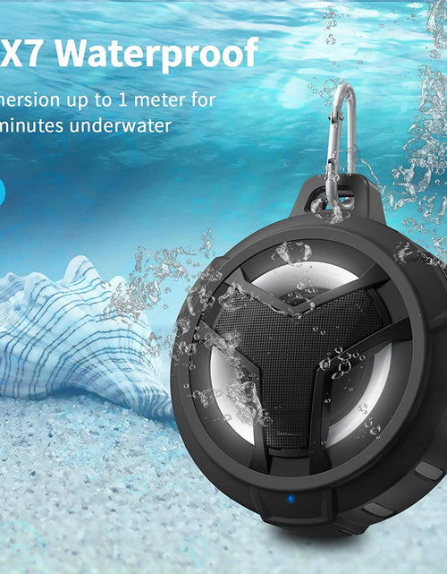 Load image into Gallery viewer, Bluetooth Shower Speaker, Waterproof Portable Bluetooth Speakers, IP67 Waterproof Wireless Speaker with LED Light, Floating, 2000Mah, True Wireless Stereo for Kayak, Beach,Gifts for Men -Black
