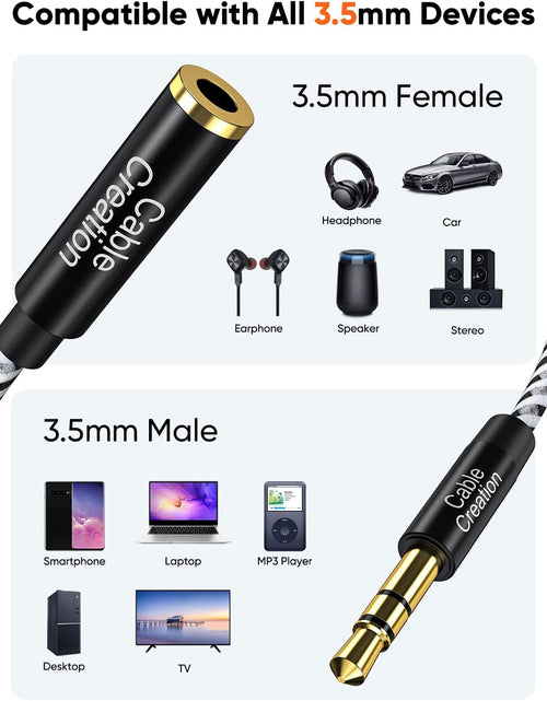 Load image into Gallery viewer, 3.5Mm Headphone Extension Cable,  3.5Mm Male to Female Stereo Audio Cable for Phones, Headphones, Speakers, Tablets, Pcs, MP3 Players and More, (10Ft/3M)
