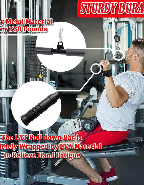 Load image into Gallery viewer, LAT Pull down Bar for Cable Machine LAT Pulldown Attachments Tricep Press down Bar with Rubber Handle Traight Bar Accessories for Home Gym
