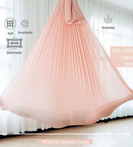 Aerial Yoga Hammock 5.5 Yards Premium Aerial Silk Fabric Yoga Swing for Antigravity Yoga Inversion Include Daisy Chain,Carabiner and Pose Guide