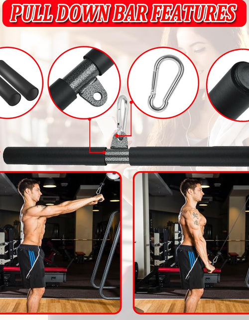 Load image into Gallery viewer, LAT Pull down Bar for Cable Machine LAT Pulldown Attachments Tricep Press down Bar with Rubber Handle Traight Bar Accessories for Home Gym
