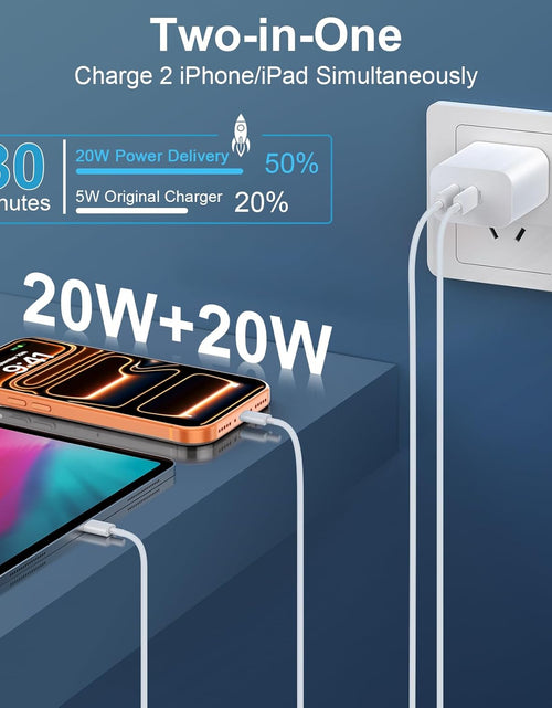 Load image into Gallery viewer, Iphone 15 Charger Fast Charging[Mfi Certified], 20W Dual Port USB C Fast Charger Block with 10FT Long USB C to C Charging Cable Cord for Iphone 15 Pro Max/15 Pro/15/15 Plus,Ipad Pro 12.9"/11",Ipad Air
