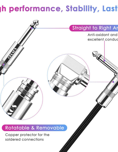 Load image into Gallery viewer, Guitar Cable 10FT Instrument Cable -  Guitar Cord Electric Guitar Cable Guitar AMP Cord for Bass Guitar Keyboard 1/4 Inch Cable Right Angle Black
